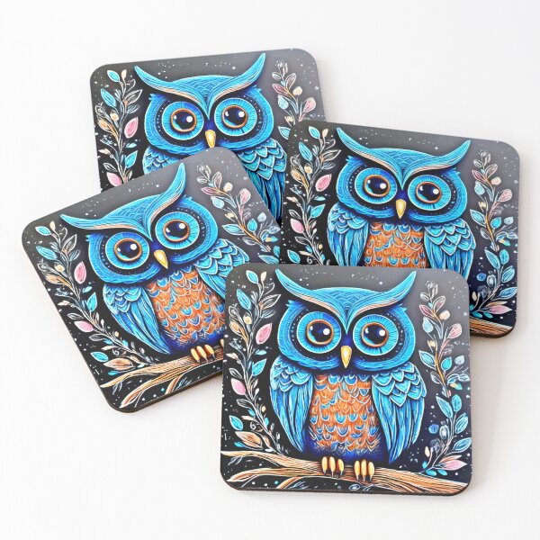 Item preview, Pastel Blue Owl Art designed and sold by Health And Fitness Posts e-Store.