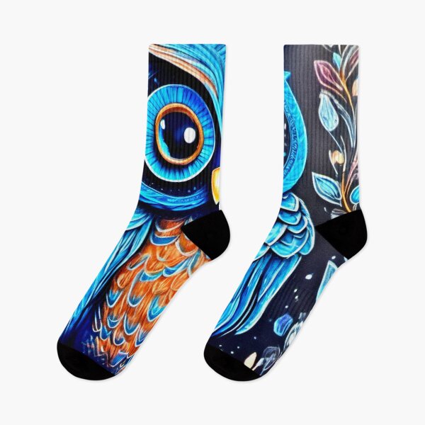 Item preview, Pastel Blue Owl Art designed and sold by Health And Fitness Posts e-Store.