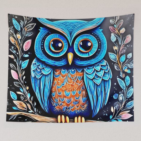 Item preview, Pastel Blue Owl Art designed and sold by Health And Fitness Posts e-Store.