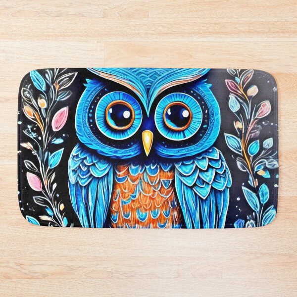 Item preview, Pastel Blue Owl Art designed and sold by Health And Fitness Posts e-Store.