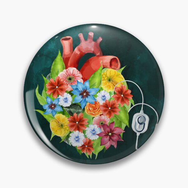 Item preview, Watercolor Floral Anatomy heart with pacemaker designed and sold by EmeraldeaArt.