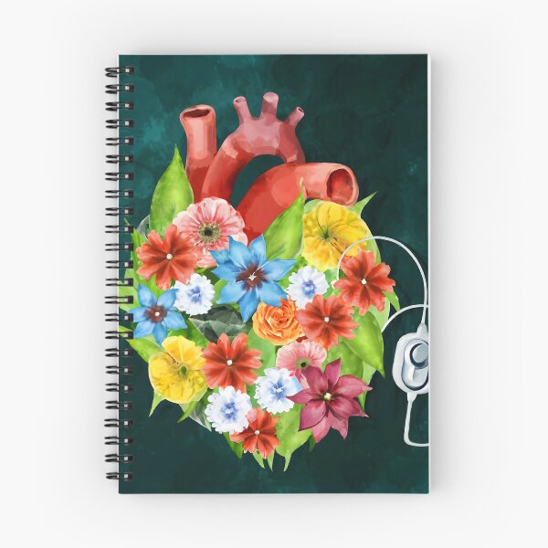Item preview, Watercolor Floral Anatomy heart with pacemaker designed and sold by EmeraldeaArt.