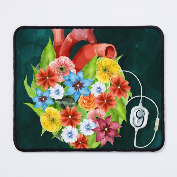 Item preview, Watercolor Floral Anatomy heart with pacemaker designed and sold by EmeraldeaArt.