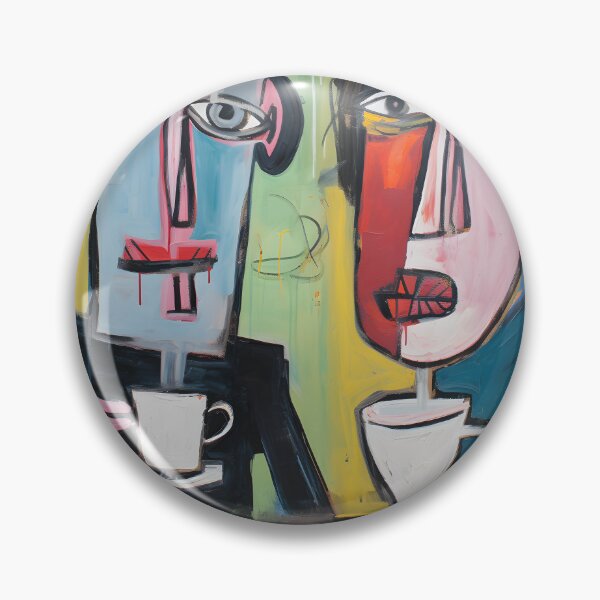 Artikelvorschau, Pastellfarbene Kaffeeszene – stilisierte abstrakte Figuren erleben die Freuden Javas mit kräftigen Acrylfarben entworfen und verkauft von OlfactoART Studio.