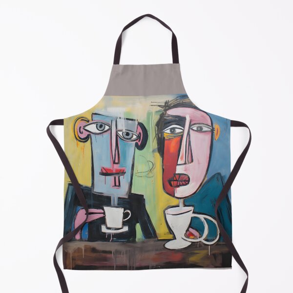 Artikelvorschau, Pastellfarbene Kaffeeszene – stilisierte abstrakte Figuren erleben die Freuden Javas mit kräftigen Acrylfarben entworfen und verkauft von OlfactoART Studio.