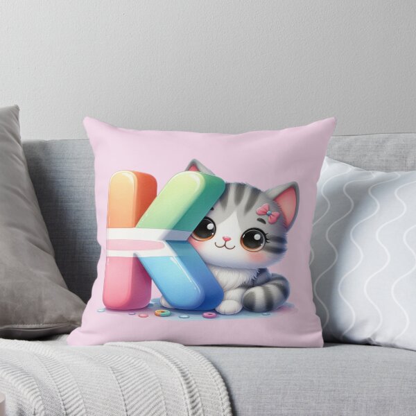Item preview, Cute Cat Rainbow Letter K designed and sold by NettiesWallArt.