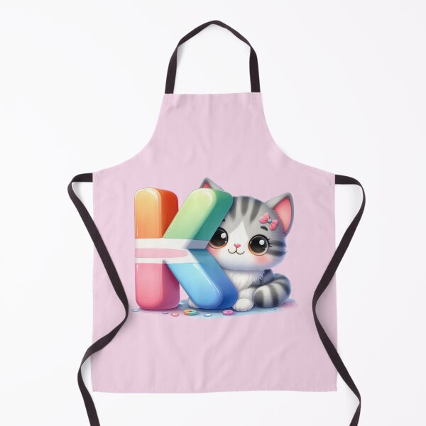 Item preview, Cute Cat Rainbow Letter K designed and sold by NettiesWallArt.