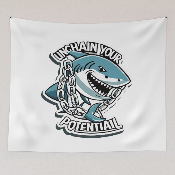 Item preview, Unchain Your Potential - Iron Chains Shark Design designed and sold by NiftyWrx.
