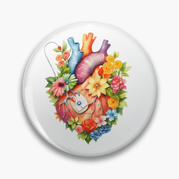 Item preview, Floral anatomy heart with pacemaker designed and sold by EmeraldeaArt.