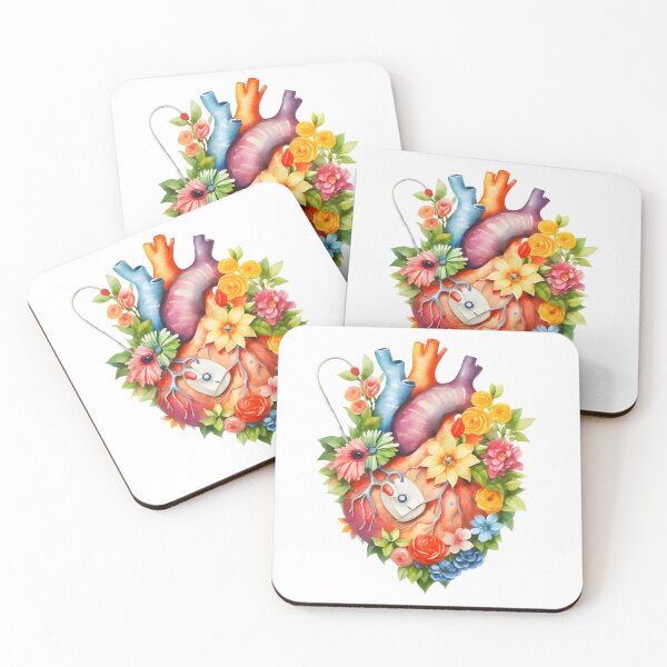 Item preview, Floral anatomy heart with pacemaker designed and sold by EmeraldeaArt.