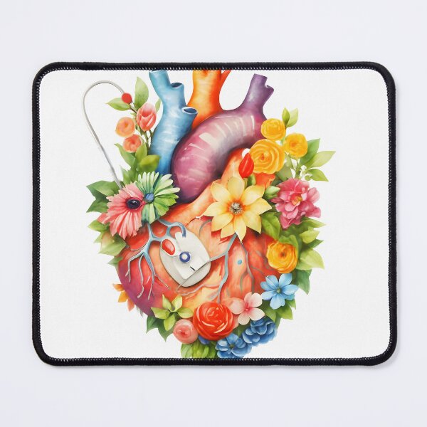 Item preview, Floral anatomy heart with pacemaker designed and sold by EmeraldeaArt.