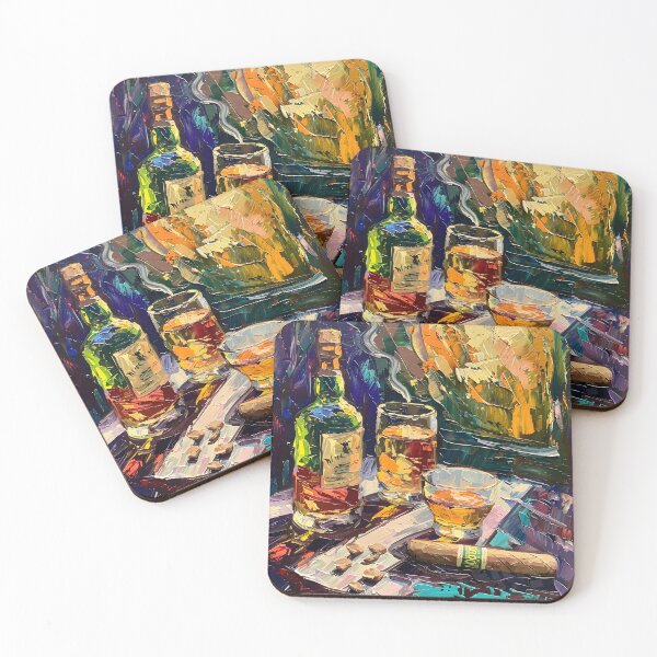 Item preview, Triadic Harmony- Whiskey and Cigar Post-Impressionism in a Vivid Triadic Palette designed and sold by OlfactoART Studio.