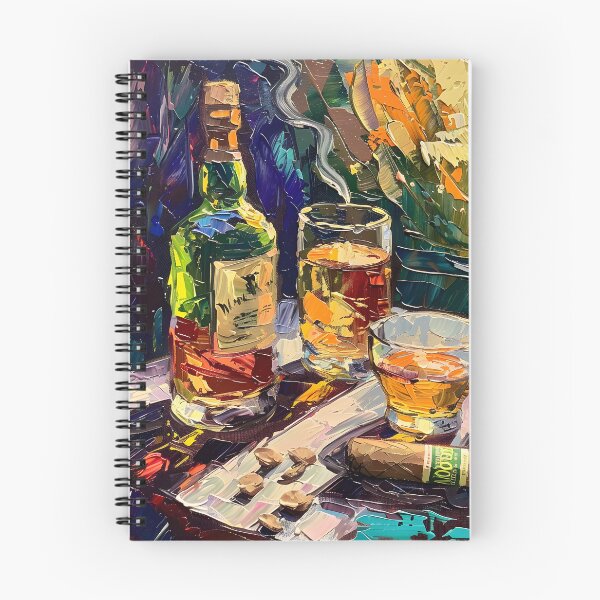 Item preview, Triadic Harmony- Whiskey and Cigar Post-Impressionism in a Vivid Triadic Palette designed and sold by OlfactoART Studio.
