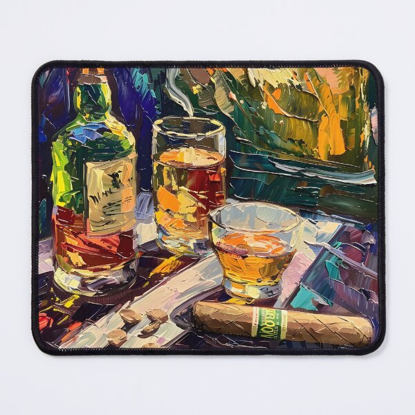 Item preview, Triadic Harmony- Whiskey and Cigar Post-Impressionism in a Vivid Triadic Palette designed and sold by OlfactoART Studio.