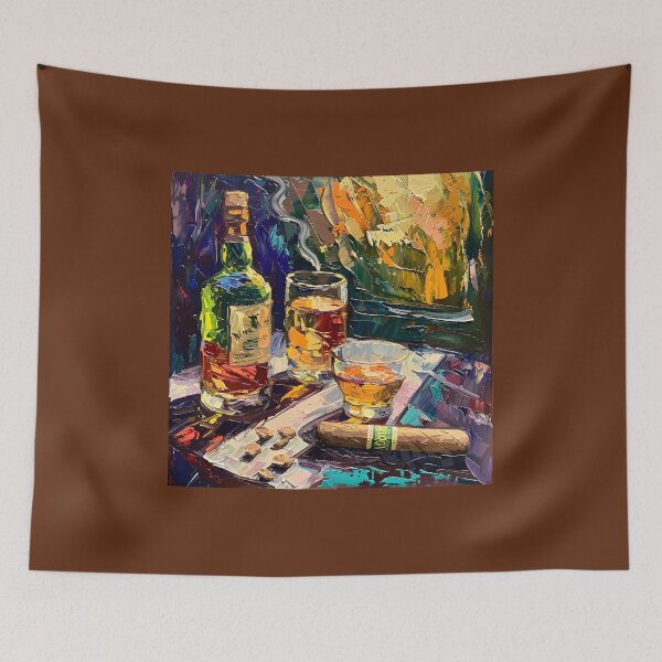 Item preview, Triadic Harmony- Whiskey and Cigar Post-Impressionism in a Vivid Triadic Palette designed and sold by OlfactoART Studio.