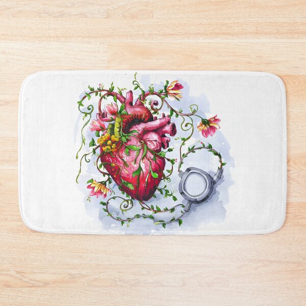 Item preview, Watercolor Botanical Anatomical heart with pacemaker designed and sold by EmeraldeaArt.
