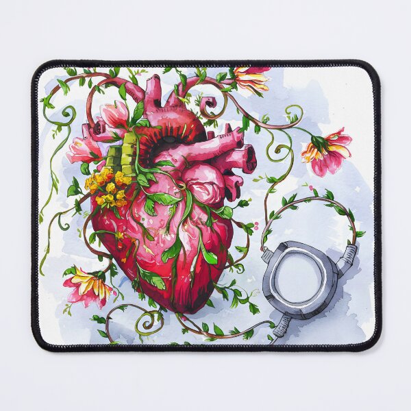 Item preview, Watercolor Botanical Anatomical heart with pacemaker designed and sold by EmeraldeaArt.