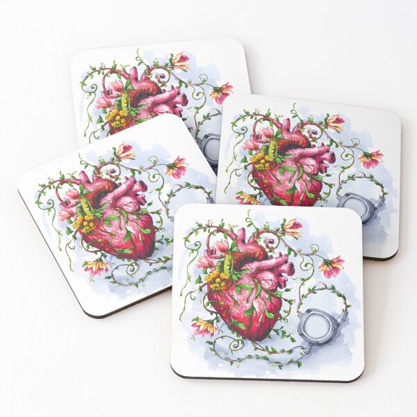 Item preview, Watercolor Botanical Anatomical heart with pacemaker designed and sold by EmeraldeaArt.