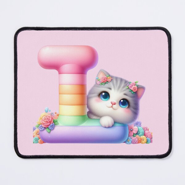 Item preview, Cute Cat Rainbow Letter L designed and sold by NettiesWallArt.