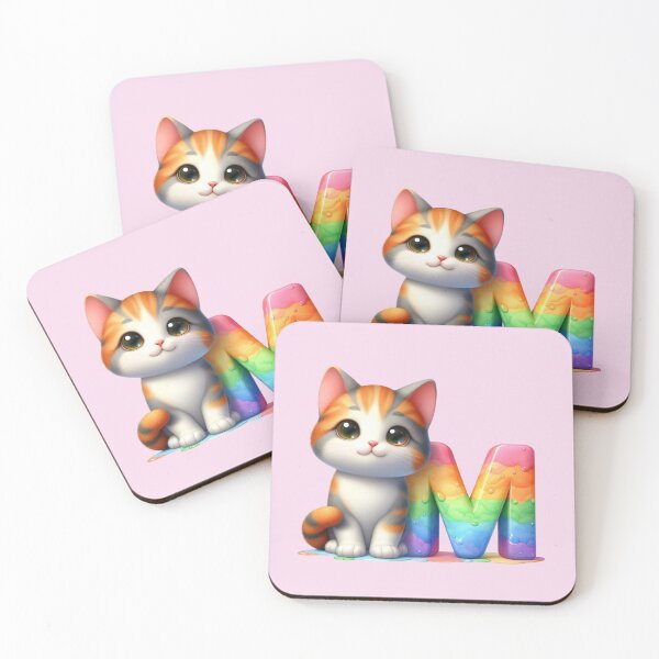 Item preview, Cute Cat Rainbow Letter M designed and sold by NettiesWallArt.