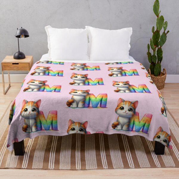 Item preview, Cute Cat Rainbow Letter M designed and sold by NettiesWallArt.