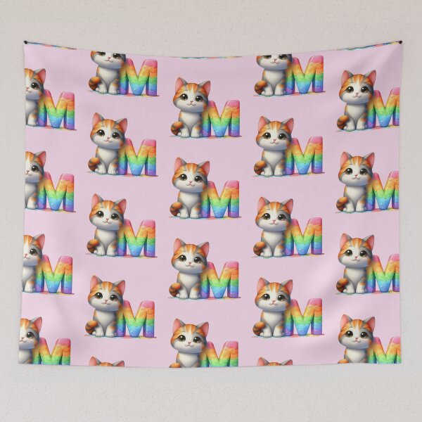 Item preview, Cute Cat Rainbow Letter M designed and sold by NettiesWallArt.
