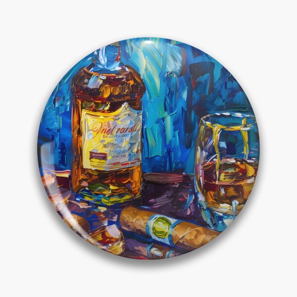 Artikelvorschau, Lebendiges Whisky-Stillleben - Postimpressionismus - Eingebettet in die reiche Palette von Whisky und Zigarren entworfen und verkauft von OlfactoART Studio.