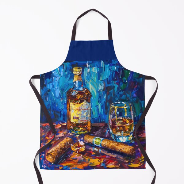 Artikelvorschau, Lebendiges Whisky-Stillleben - Postimpressionismus - Eingebettet in die reiche Palette von Whisky und Zigarren entworfen und verkauft von OlfactoART Studio.