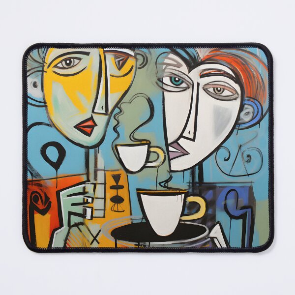 Item preview, Coffee Companions- Anthropomorphic Figures Delight in a Java Moment with Dynamic Acrylics designed and sold by OlfactoART Studio.
