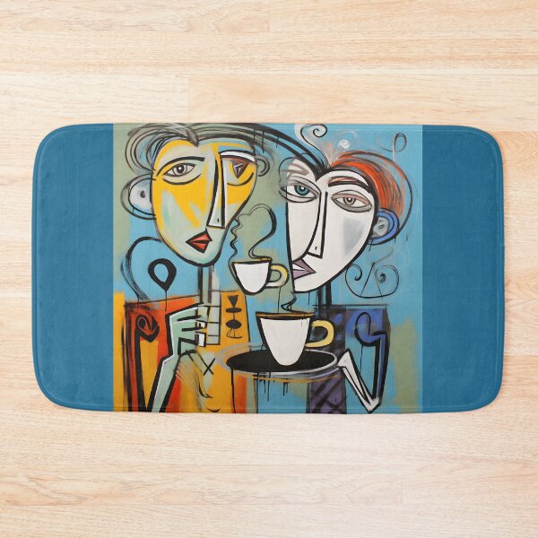 Artikelvorschau, Kaffeebegleiter – Anthropomorphe Figuren erfreuen mit dynamischen Acrylfarben einen Java-Moment entworfen und verkauft von OlfactoART Studio.