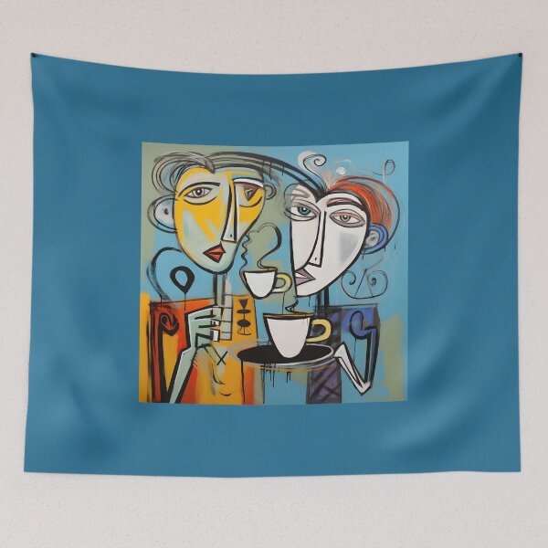 Item preview, Coffee Companions- Anthropomorphic Figures Delight in a Java Moment with Dynamic Acrylics designed and sold by OlfactoART Studio.