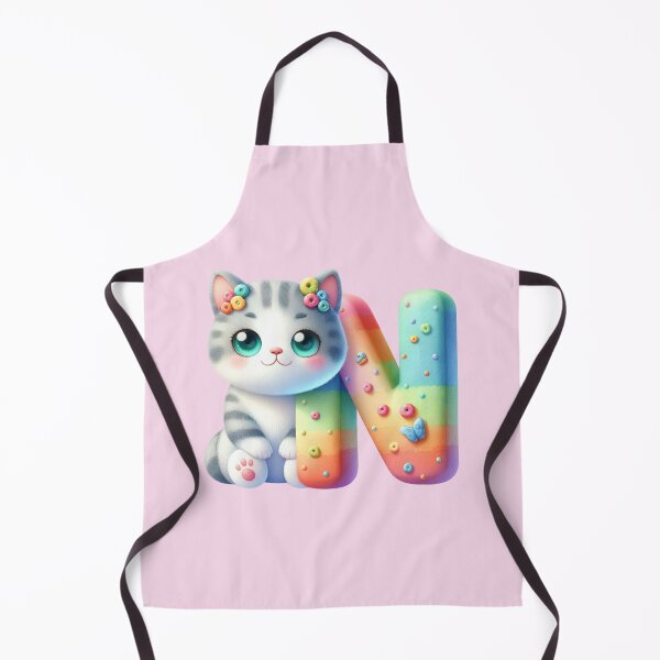 Item preview, Cute Cat Rainbow Letter N designed and sold by NettiesWallArt.