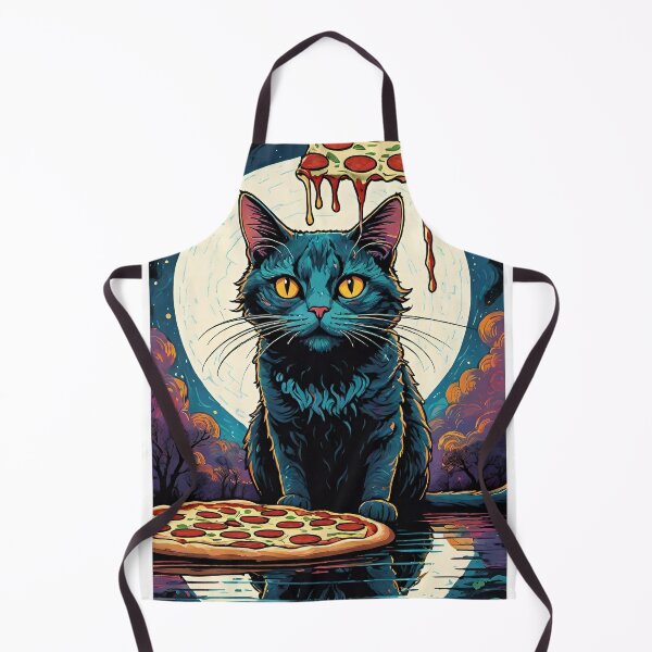 Item preview, Black cat eating pizza under the moon designed and sold by laura-in-rome.