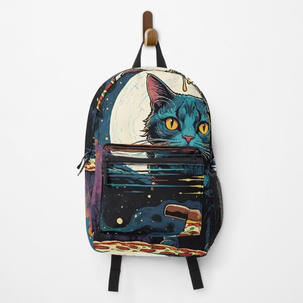 Item preview, Black cat eating pizza under the moon designed and sold by laura-in-rome.