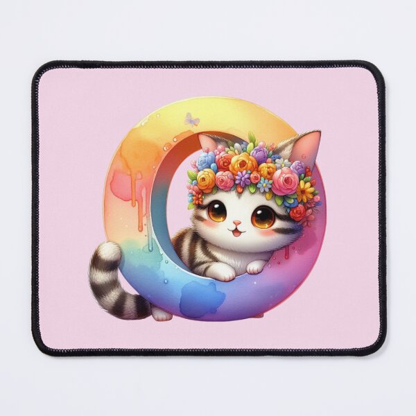 Item preview, Cute Cat Rainbow Letter O designed and sold by NettiesWallArt.