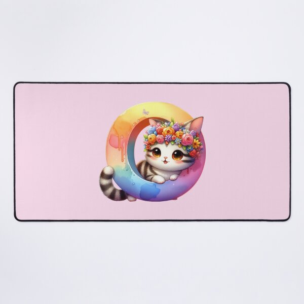 Item preview, Cute Cat Rainbow Letter O designed and sold by NettiesWallArt.