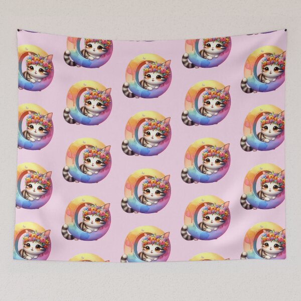 Item preview, Cute Cat Rainbow Letter O designed and sold by NettiesWallArt.