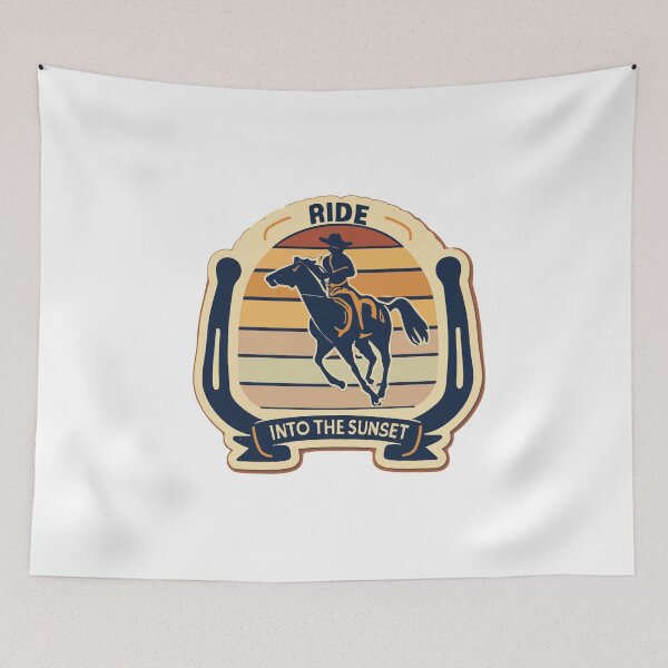Item preview, Ride into the Sunset - Retro Bronco Horseshoe Design designed and sold by NiftyWrx.