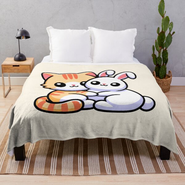 Item preview, Cute Kitty And Bunny Cuddling designed and sold by PMCreative.
