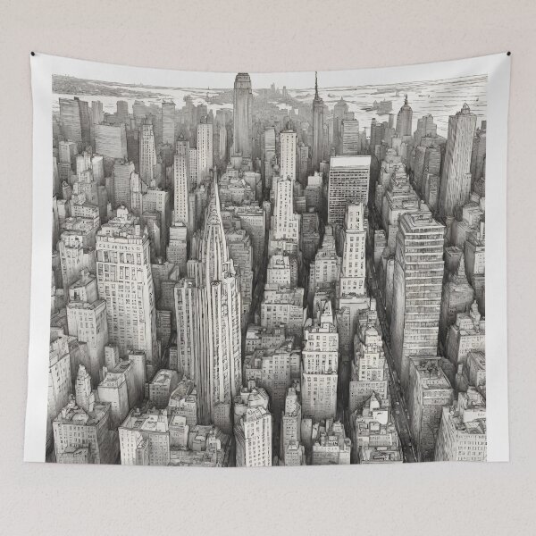Item preview, Fine Line Drawing of the New York Cityscape designed and sold by jessicaleah15.