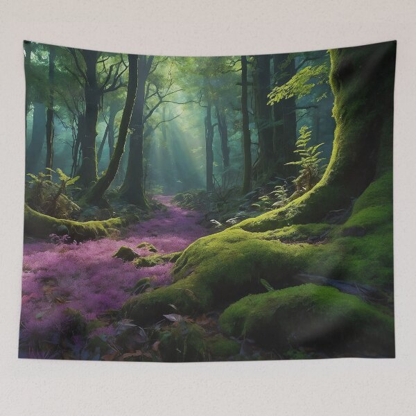 Item preview, A lavender flooded path guides you through this magical forest. designed and sold by leftylee.