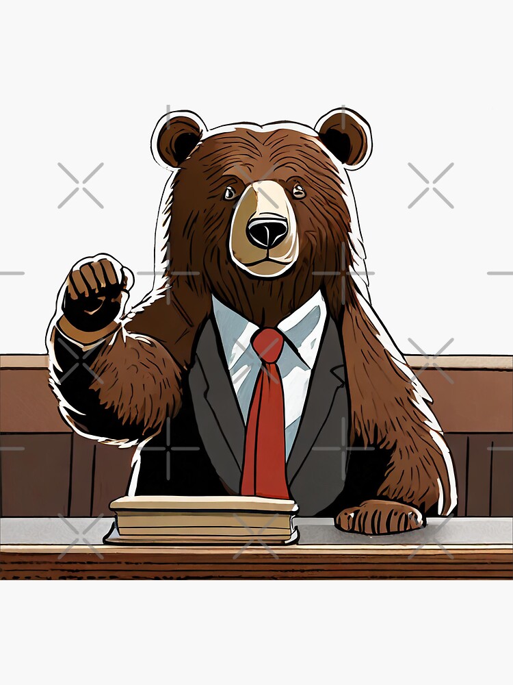 Bear Witness - A Bear Testifying in Court Cartoon 