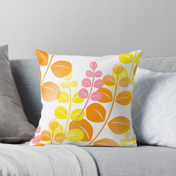 Item preview, Retro 60's, 70's Tropical Leaf Pattern in Orange, Yellow and Pink designed and sold by MellowCat.