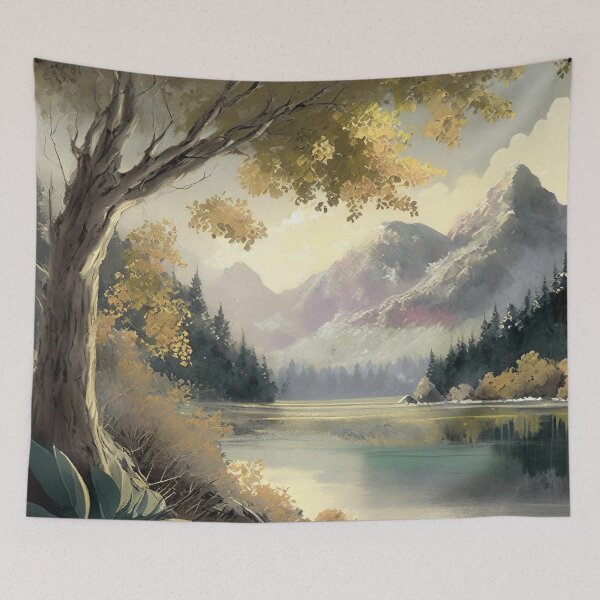 Item preview, Mountain Lake Landscape Artwork designed and sold by CampfireCove.