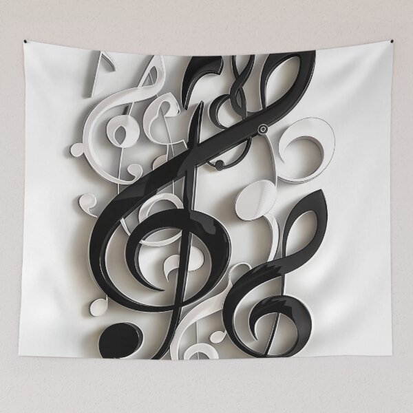 Item preview, 3 dimensional music note collage print designed and sold by dcrc.