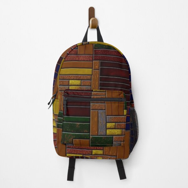 Item preview, Fantasy pattern geometric boxes black yellow red brown green blue designed and sold by G-M-Designs.