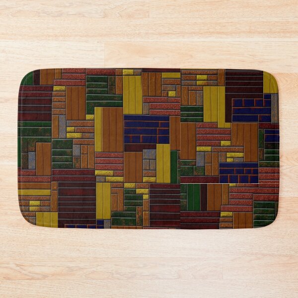 Item preview, Fantasy pattern geometric boxes black yellow red brown green blue designed and sold by G-M-Designs.