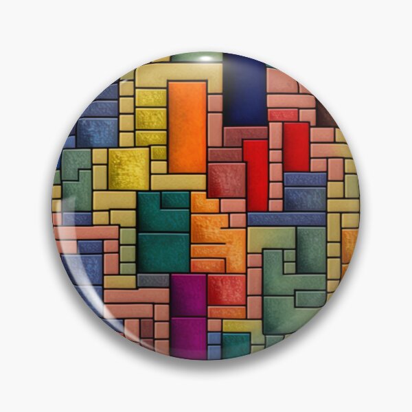 Item preview, fantasy pattern geometric boxes black green blue yellow orange grey colorful designed and sold by G-M-Designs.