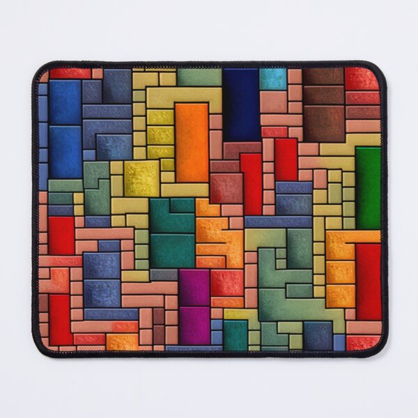 Item preview, fantasy pattern geometric boxes black green blue yellow orange grey colorful designed and sold by G-M-Designs.