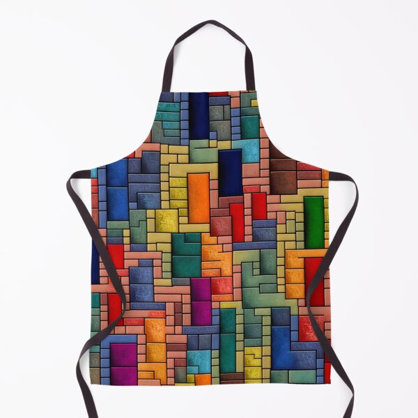 Item preview, fantasy pattern geometric boxes black green blue yellow orange grey colorful designed and sold by G-M-Designs.